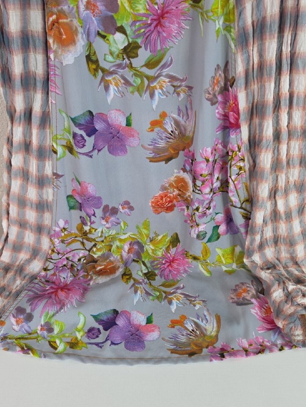 Aratta Silent Journey Women's Maxi Dress - Blue & Rust Plaid, Floral - Picture 8 of 10
